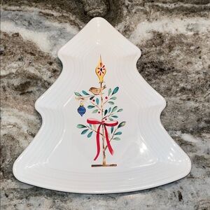 Fiesta tree plate - Nutcracker print - Christmas tree & bird plate